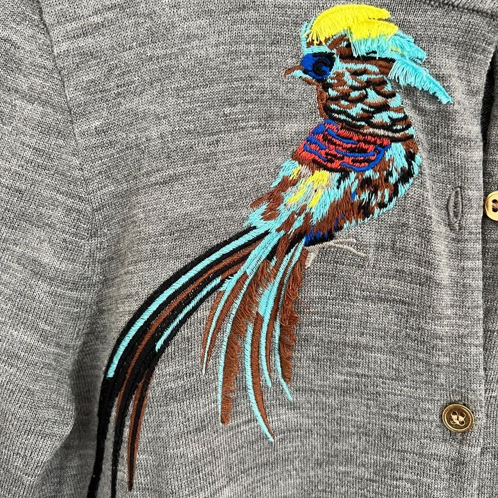 Tropical Bird Embroidered J. Crew Cardigan
